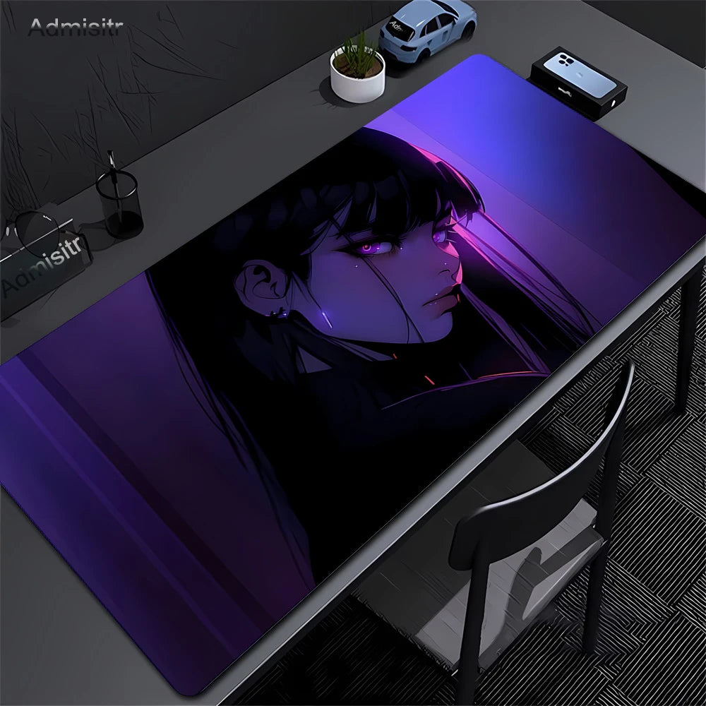 XXL Mouse Pad PC Purple Anime Girl Gamer Mousepad Laptop Computer Keyboard Accessories Mouse Mat Rug Extended Desk Mats 50x100cm
