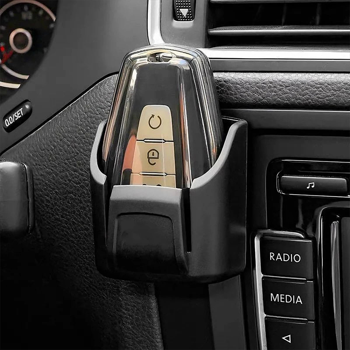 PVC Car Key Holder with Remote Control Slot - Durable Black Car Key, Card, and Accessory Storage Manager