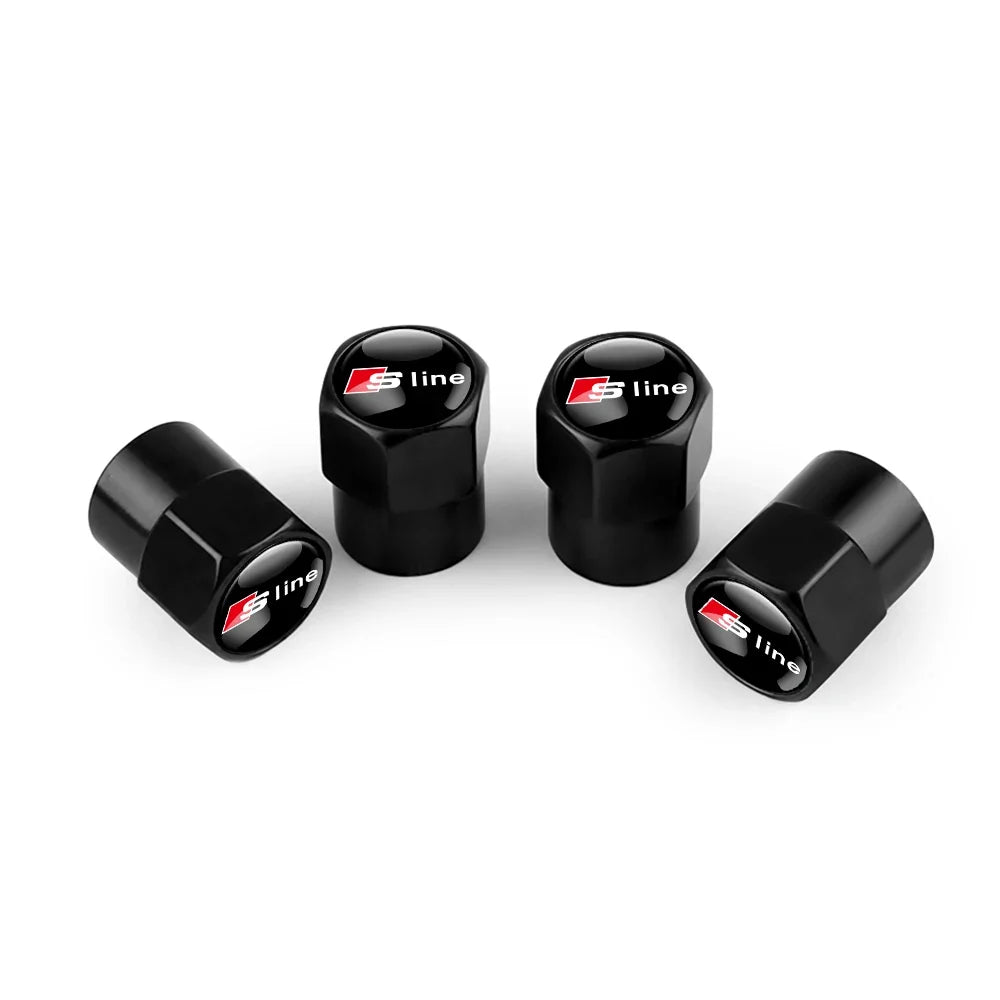 4pcs 3D Metal Car Wheel Tire Valve Air Stem Cap Covers for Audi A3 B5 B6 B7 B8 B9 8P 8V 8L A5 A4 C6 A6 RS Sline Q5 Q3 Q7 Quattro
