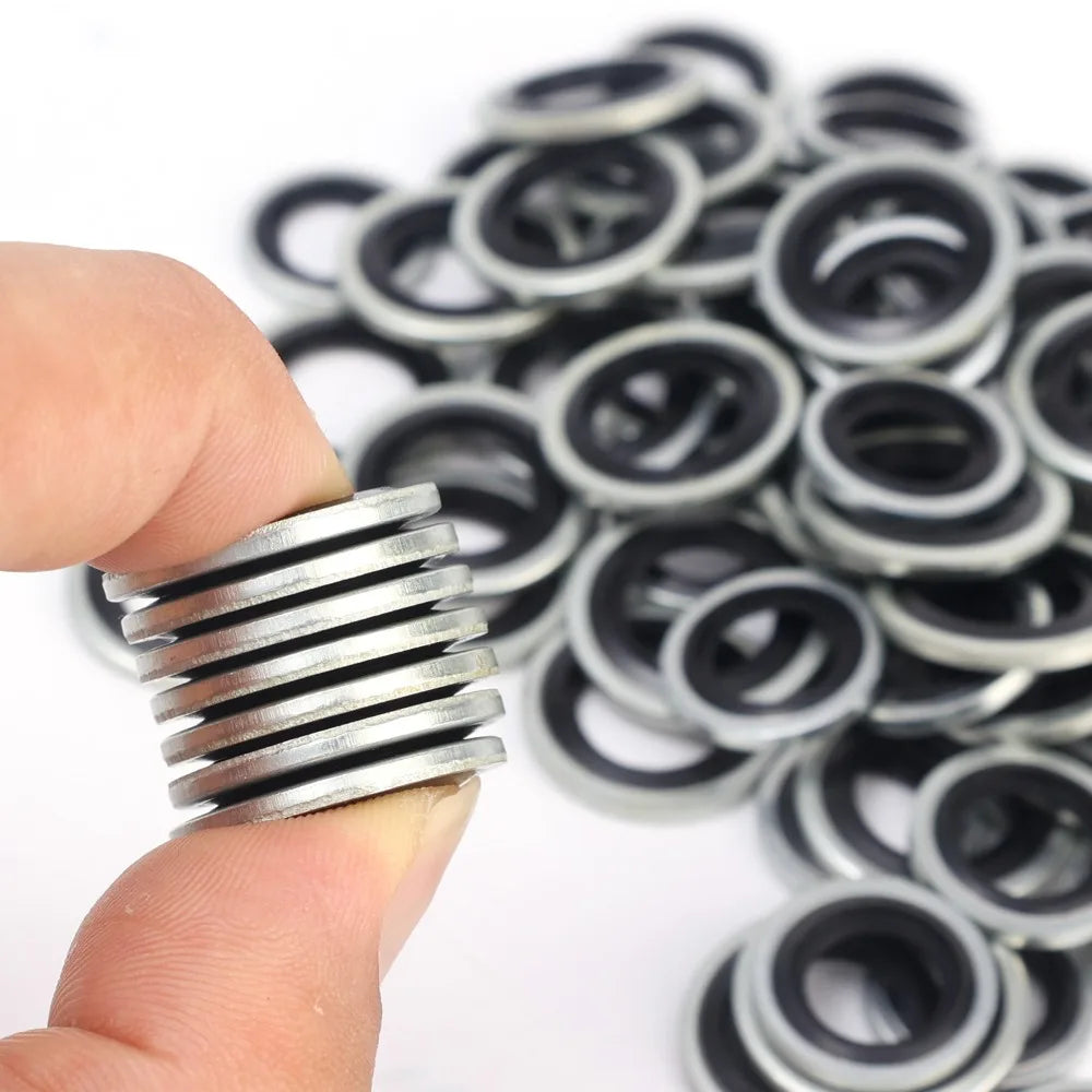 M12/M14 Replaceable Bolts Gasket Drain Plug Fitting Universal Self-Centering Galvanized Drain Gasket Metal Seal Auto Accessories