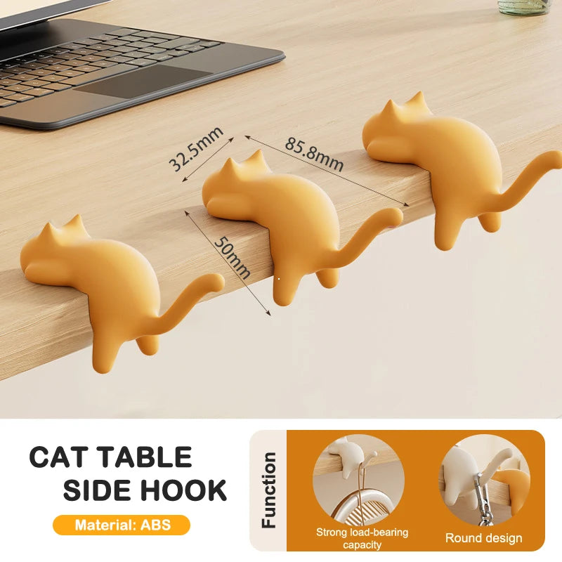 Cute Cat Bag Hook Portable Table Hook Handbag Backpack Organizer Holder for Home Office Desk Side Decor Travel Bag Hanger