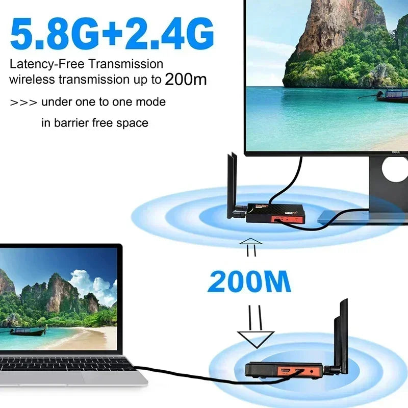 200m Wireless Extender 1 2 3 4 Screen Share 250m Wireless HDMI Video Transmitter and Receiver for STB Camera PS4 Laptop PC To TV