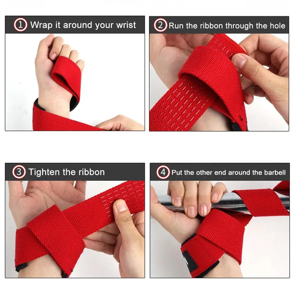 1Pc Gym Bodybuilding Lifting Grip Belt Wrist Support Sport Fitness Straps Wrist Wraps Anti-Slip 3.8*63cm Weightlifting Hand Belt