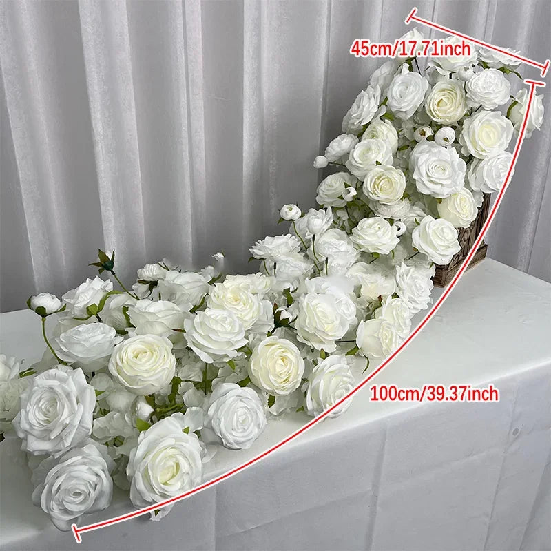 2m red rose Artificial Green Plants Flower Row Runner Wedding Backdrop center Flower ball Decor Floral Wall Party showcase Props