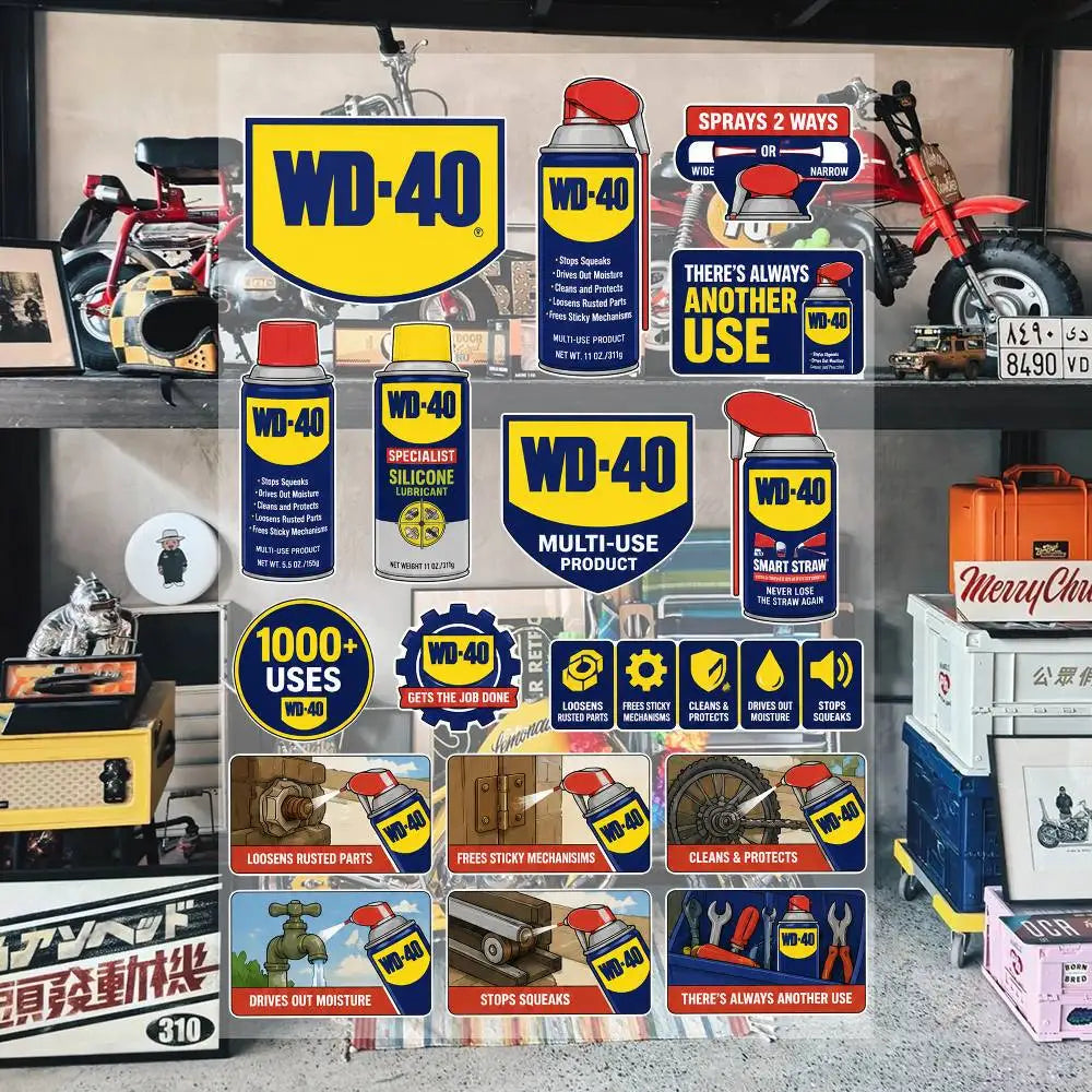 W-D-40 Waterproof Vinyl Stickers for Car Motorcycle Bike Skateboard Laptop Bottle Phone