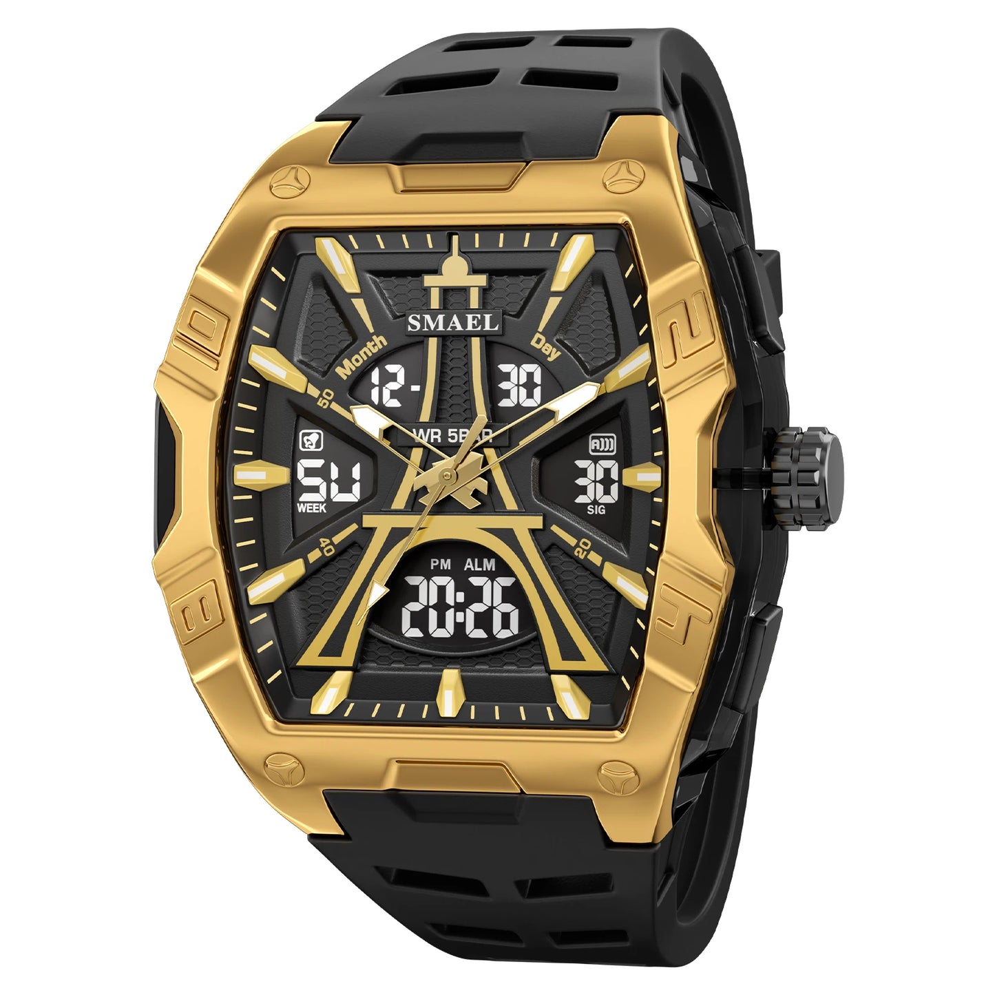 SMAEL Luxury Men Watches Waterproof Luminous Watch For Man High Quality LED Quartz Chronograph Sport  Wristwatches Clock Male