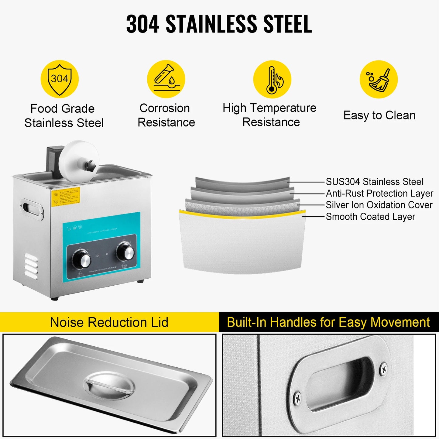 SucceBuy 6L Knob Ultrasonic Vinyl Record Cleaner Portable Washing Machine Ultrasound Dishwasher Contact Lenses Dental Jewelry