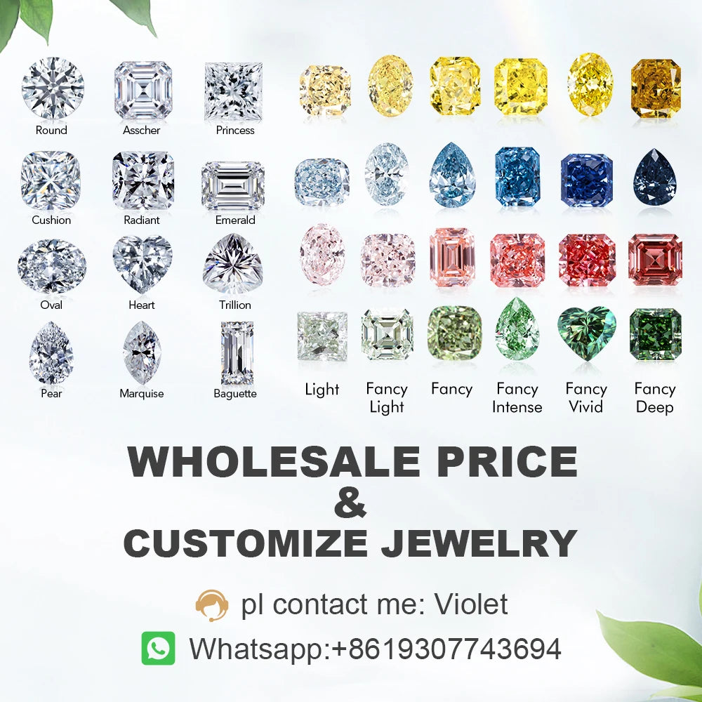 Messi Jewelry With IGI GIA Certificate Lab Grown Diamonds 0.3ct 0.5ct 0.6ct 0.8ct 1ct 1.5ct 2ct 3ct CVD HPHT Created Diamond