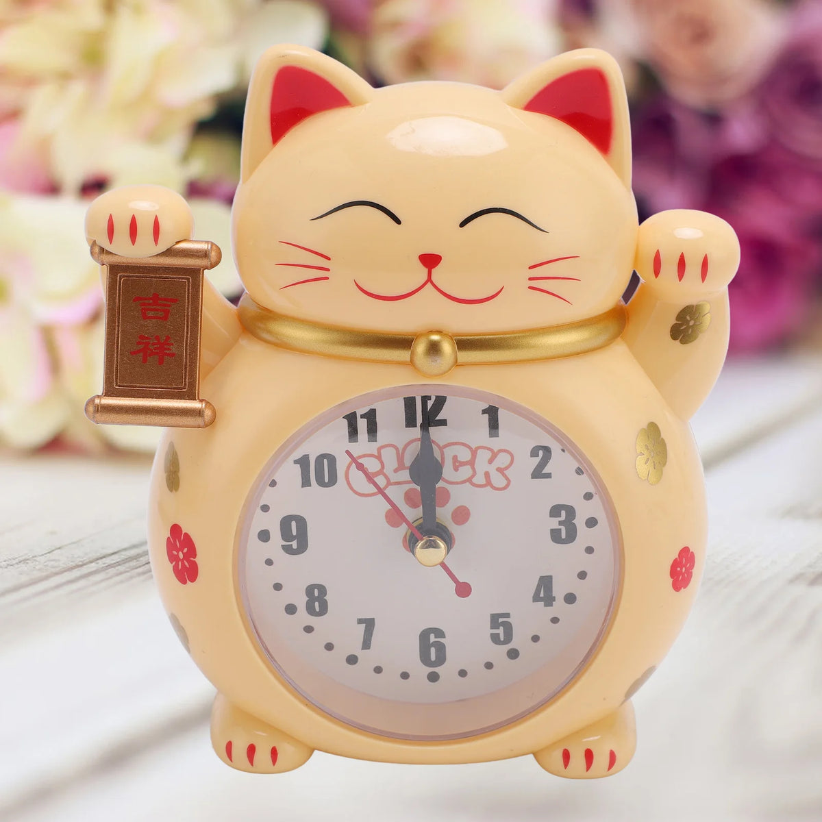 1Pc Lucky Cat Clock Accurate Plastic Cute Cartoon Good Lucky Cat Alarm Clock for Home