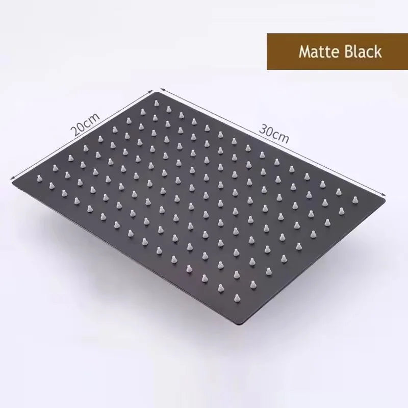 High Pressure Rainfall Stainless Steel Shower Head High Flow 8" 10" 12" Square Pressure Boosting Design Spa Bathroom Showerhead