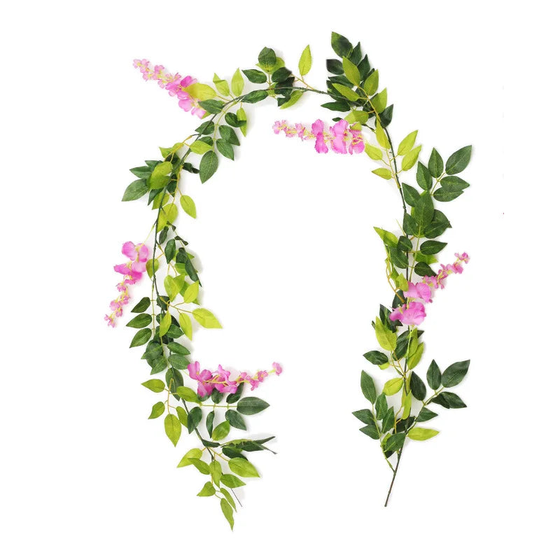 7ft 2m Flower String Artificial Wisteria Vine Garland Plants Foliage Outdoor Home Trailing Flower Fake Flower Hanging Wall Decor
