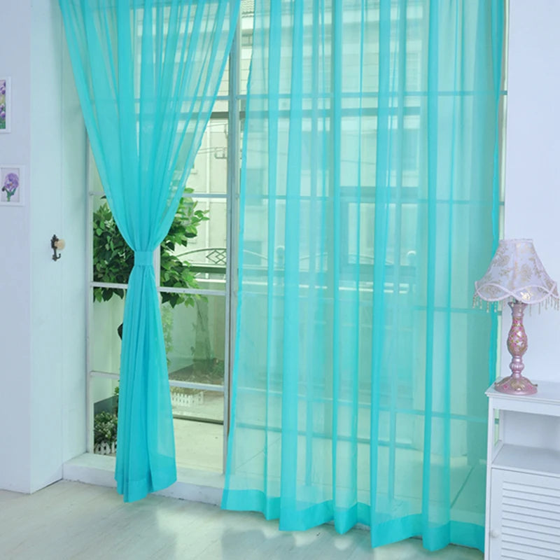 Transparent Window Gauze Solid Color Wedding Glass Gauze Household Products Light Luxury Style Easy To Install Curtains