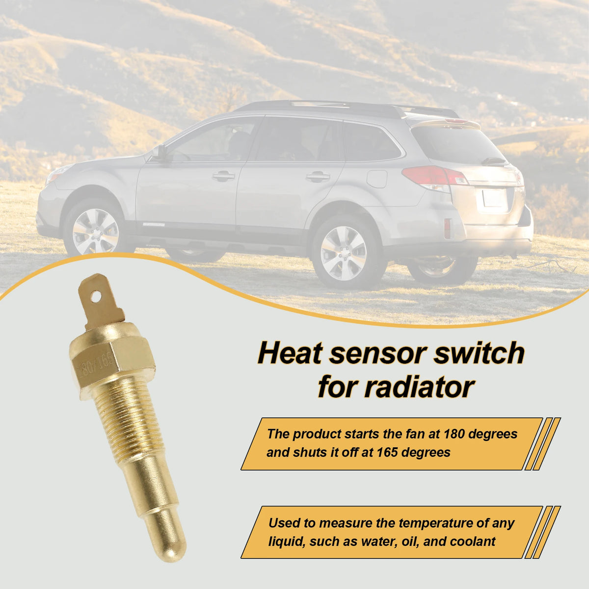Universal Engine Cooling Fan Thermostat Switch Metal 1/8" NPT  Sensor 180 Fahrenheit On 165 Fahrenheit Off for Water Oil Coolant