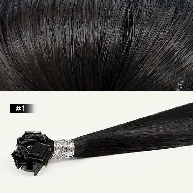 Straight Hair Flat Tip Hair Extensions K Tip Natural 100% Human Hair Fusion Extensions Set Keratin Prebonded Capsule Blonde Colo