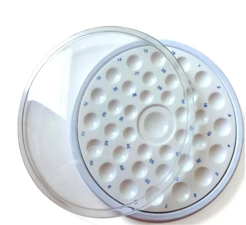 1 Set Dental/ Art Paint Porcelain Mixing Tray, 36-Hole Glazing Palette with Lid, Moisture-Retaining Mini Ceramic Mixing Tray