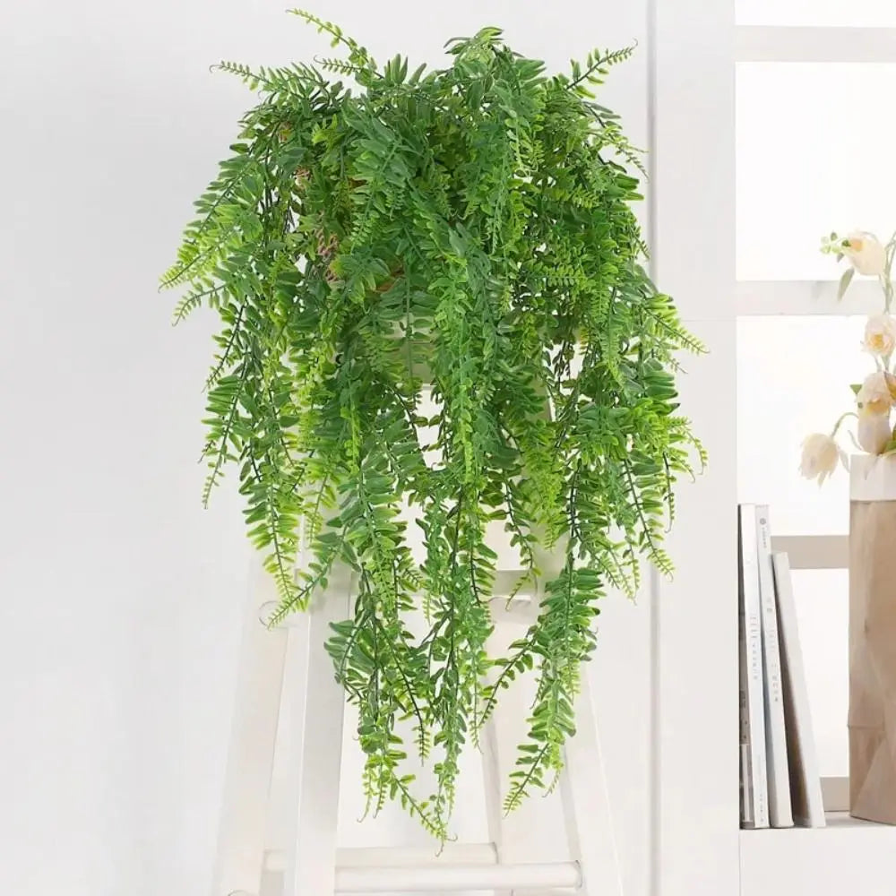 Plastic Persian Fern Leaves Realistic Hanging 76CM Fake Vine Grass Anti-UV Green Artificial Plants Wedding Party Wall