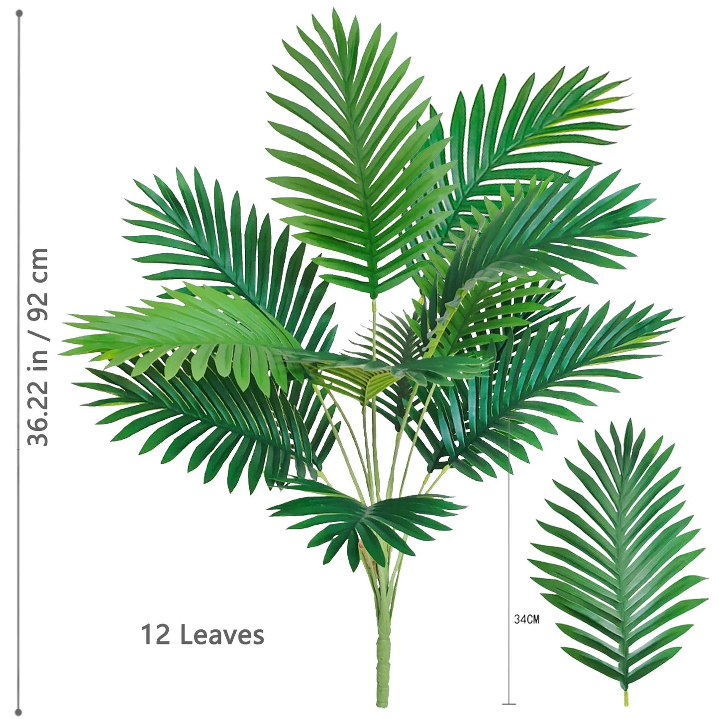 52-145cm  Artificial Palm Tree Tropical Fake Plant Green Plastic Palm Leaf Branches Suitable for Home Garden Decoration