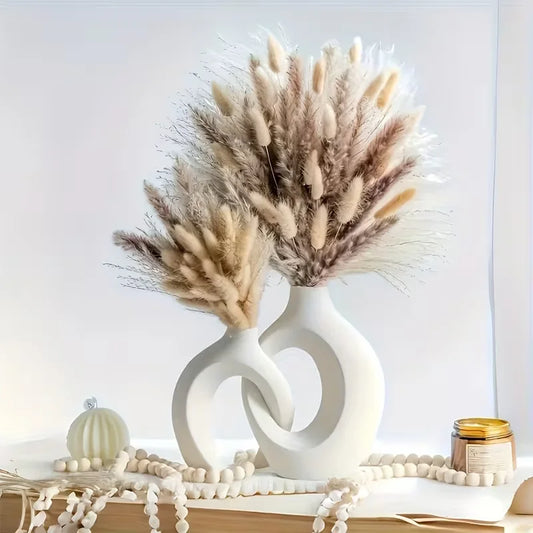 European Style White Plastic Vase Set Simple Creative Home Decor for Living Room Entryway TV Cabinet