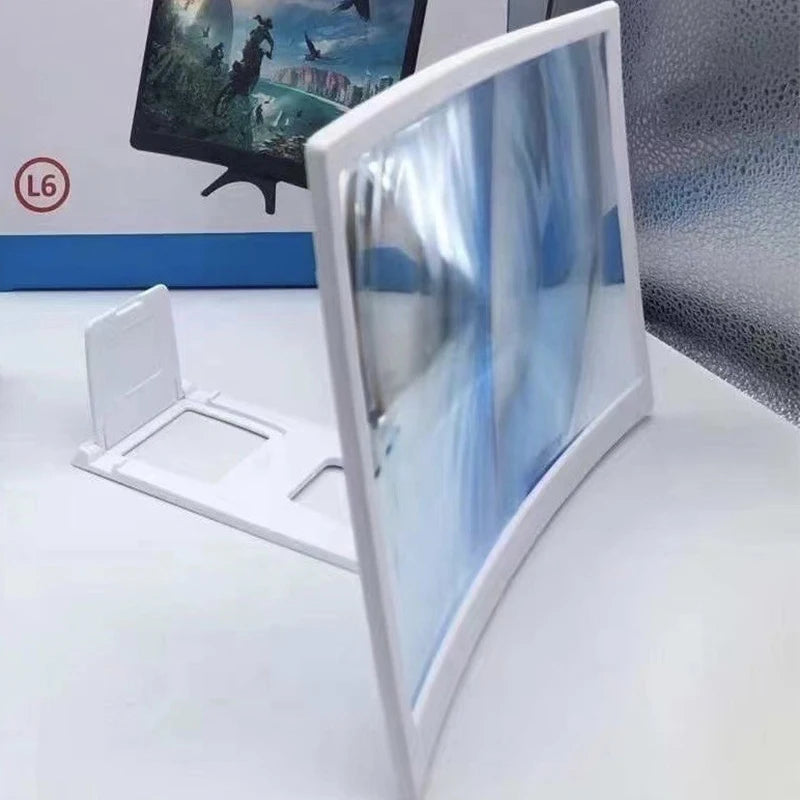 【12 Inch Large Screen 3D HD Amplifier Curved Screen Mobile Phone Screen Magnifier Smartphone Video Amplifier Stand Holder】