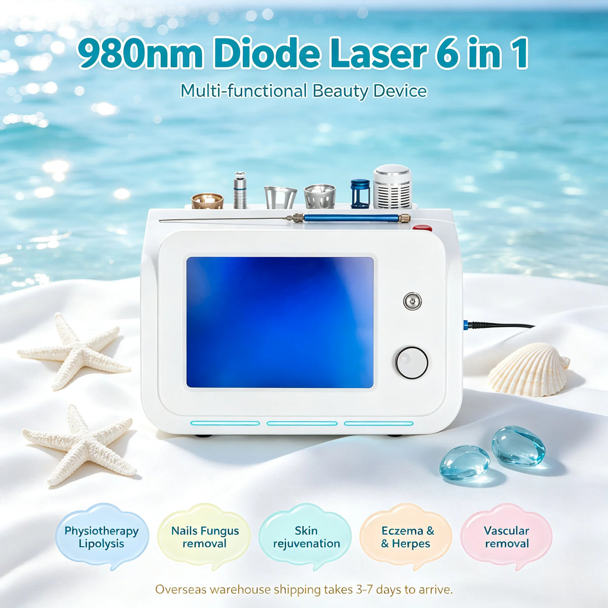 Salon Use 6 in 1 980nm Diode Lase Machine Lipolysis Vascular Improvement Nail Care Skin Rejuvenation Professional Commercial