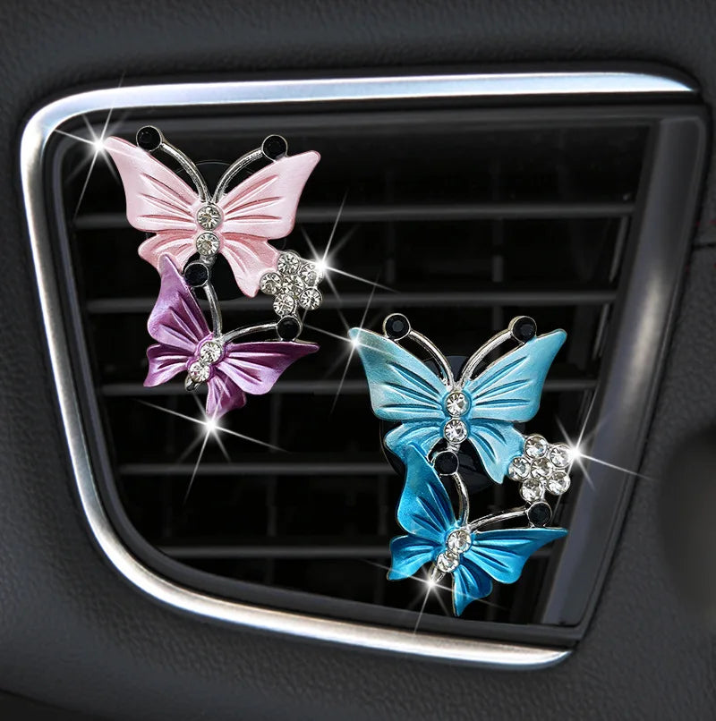 Air Freshener Butterfly Car-styling Car Perfume Natural Smell Air Conditioner  Butterfly Diamond Aromatherapy Decoration Clip