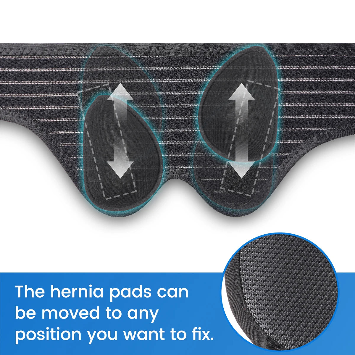 VELPEAU Hernia Belt with 2 Compression Pads, Adjustable Hernia Truss Support for Single/Double Inguinal for Men and Women