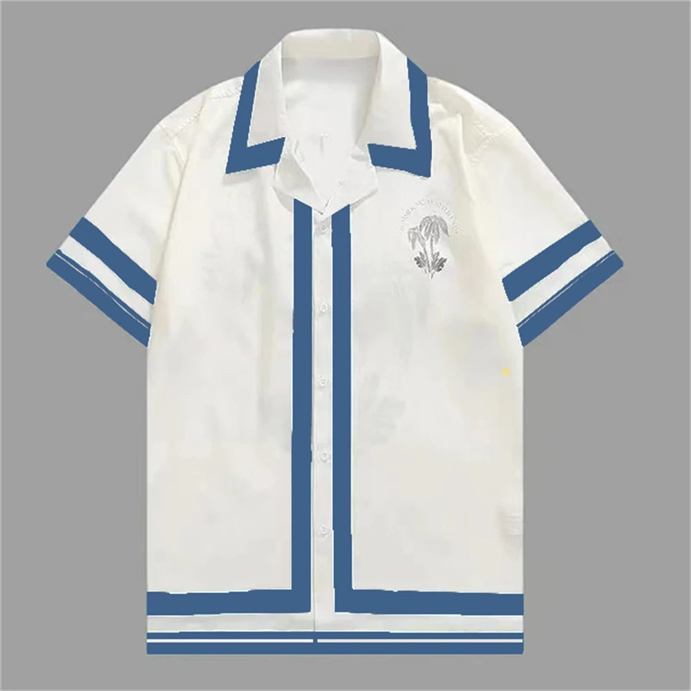2025 Men's Short Sleeve Shirts Fashion Shirts Hawaiian Casual Comfortable Vacation Travel Oversized Tops camisa blanca hombre