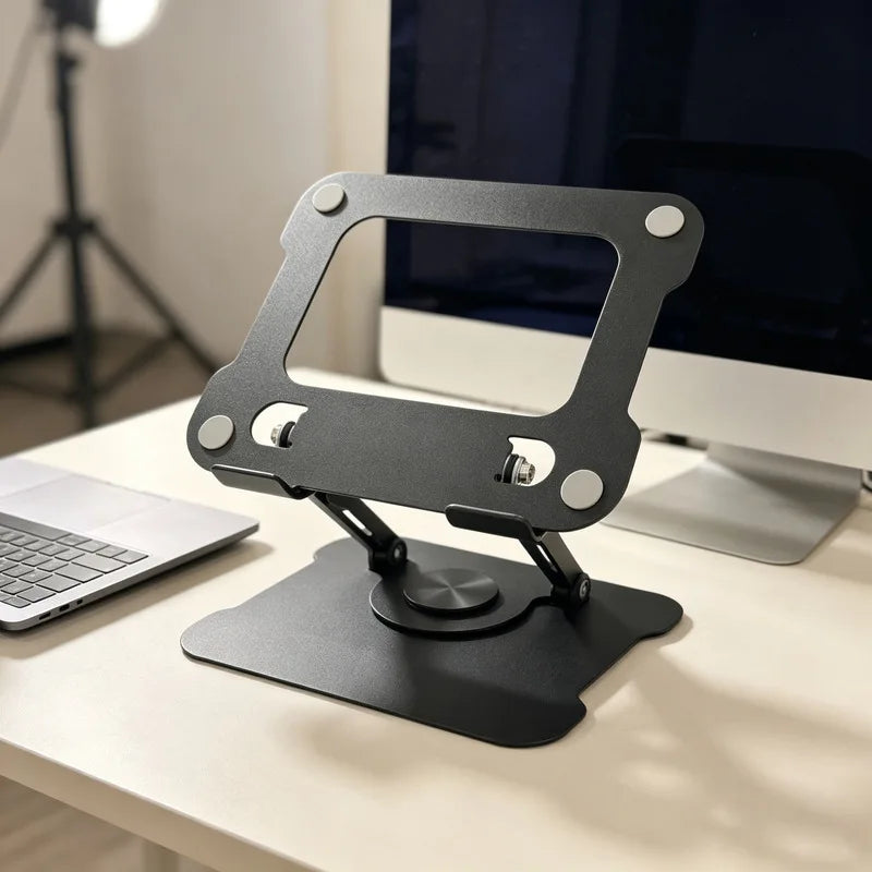 Laptop Stand Made Of Carbon Steel, Rotatable, For Office Desktop, Foldable, Adjustable Height, Enhances Heat Dissipation