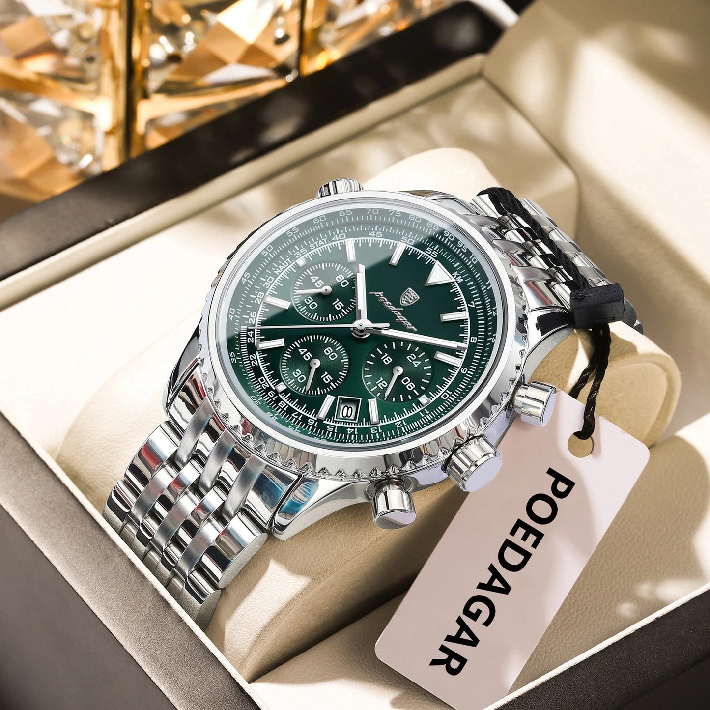 POEDAGAR Top Luxury Male Wristwatch Chronograph Date Waterproof Luminous Men's Watches Stainless Steel Classic Quartz Man Watch