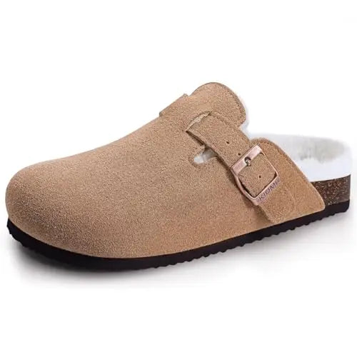 Asgard Women Cork Sole Clogs Slippers Fashion Cow Suede Flat Mules With Adjustable Buckle Men Leather Potato Shoes Beach Sandals