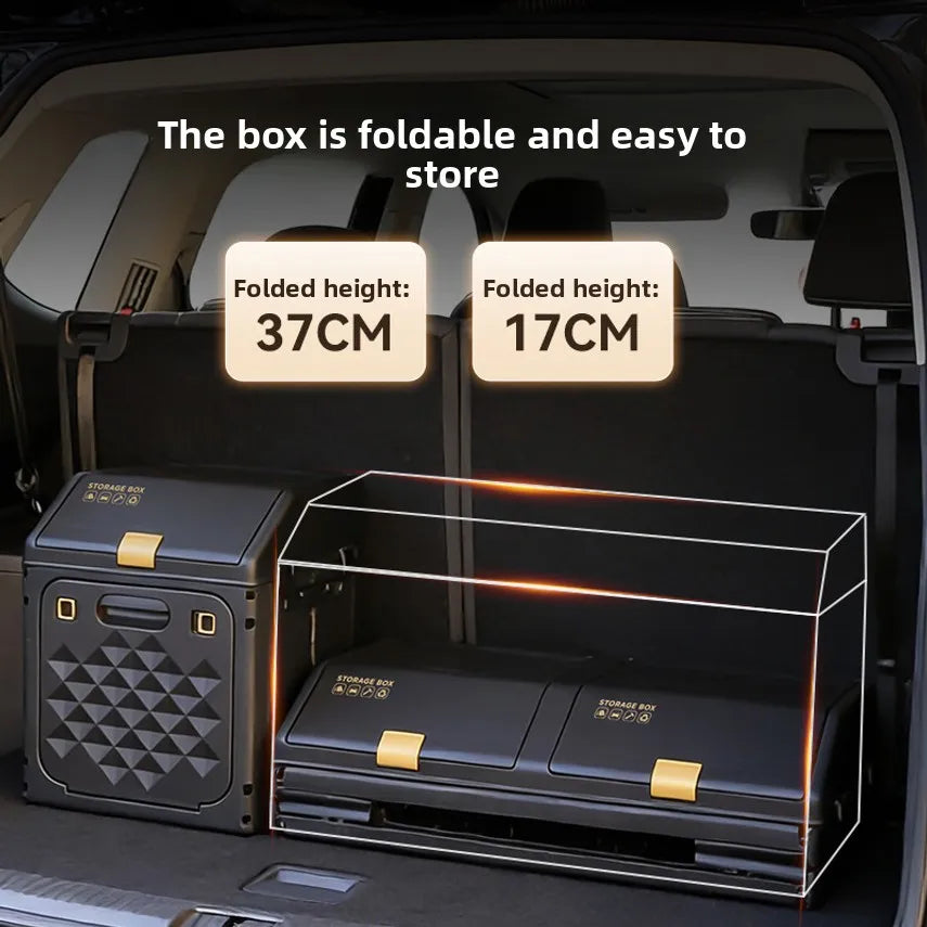 Car Trunk Storage Box, Vehicle Tail Box Organizer, Outdoor Camping Foldable Miscellaneous Box With Layered Shoe Compartment