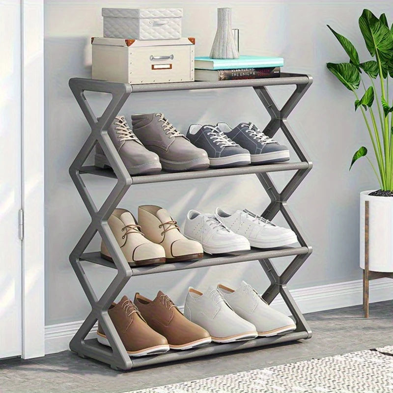 Creative X-Shape Foldable Nonwoven Shoe Rack, Thickened Large Capacity, Space-Saving Sturdy Metal Frame Organizer