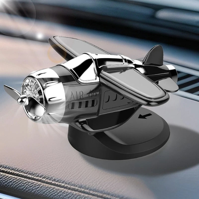 Solar-powered Airplane Ornament,360-degree Rotation, Car Dashboard Decoration,Kinetic Airplane Figurine,Car Interior Accessories
