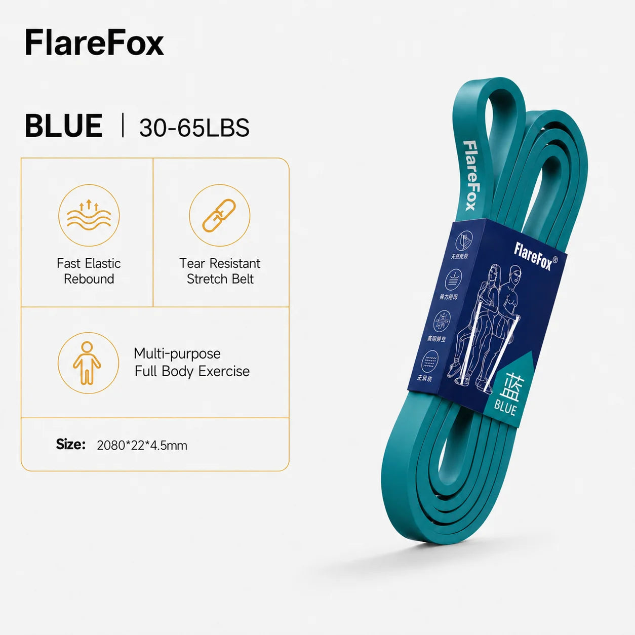 FlareFox Adjustable Multi Resistance Bands Push-pull Rod Pull-Up Assist Strap Strength Training Home Gym Equipment Workout Kit