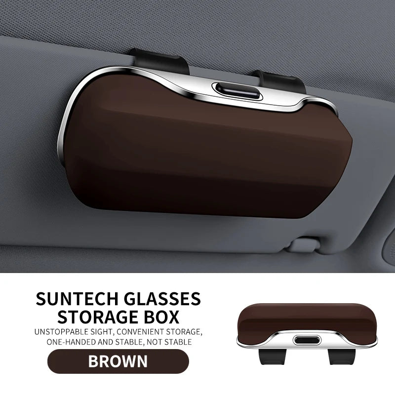 Multifunction Car Glasses Box Portable Car Sunglasses Holder Car Driving Glasses Holder Eyeglass Case Sun Visor For Model Y BMW