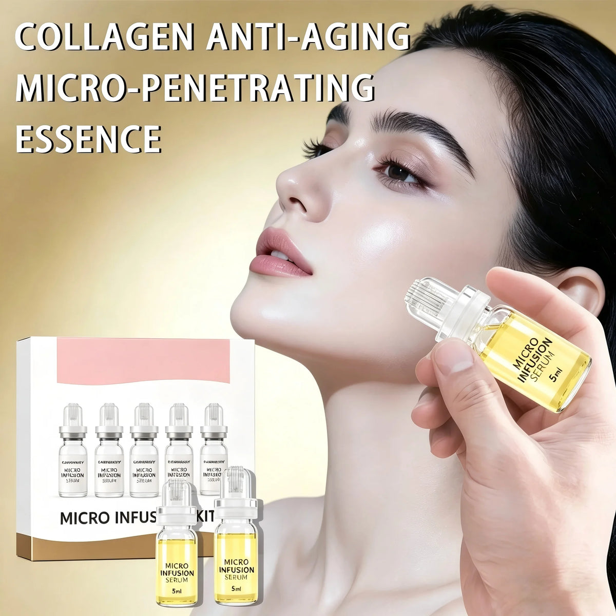 Micro Infusion Serum 5ml × 2 Bottles Hyaluronic Acid Niacinamide Glycerin Vitamin E Essence Set for Daily Skin Care
