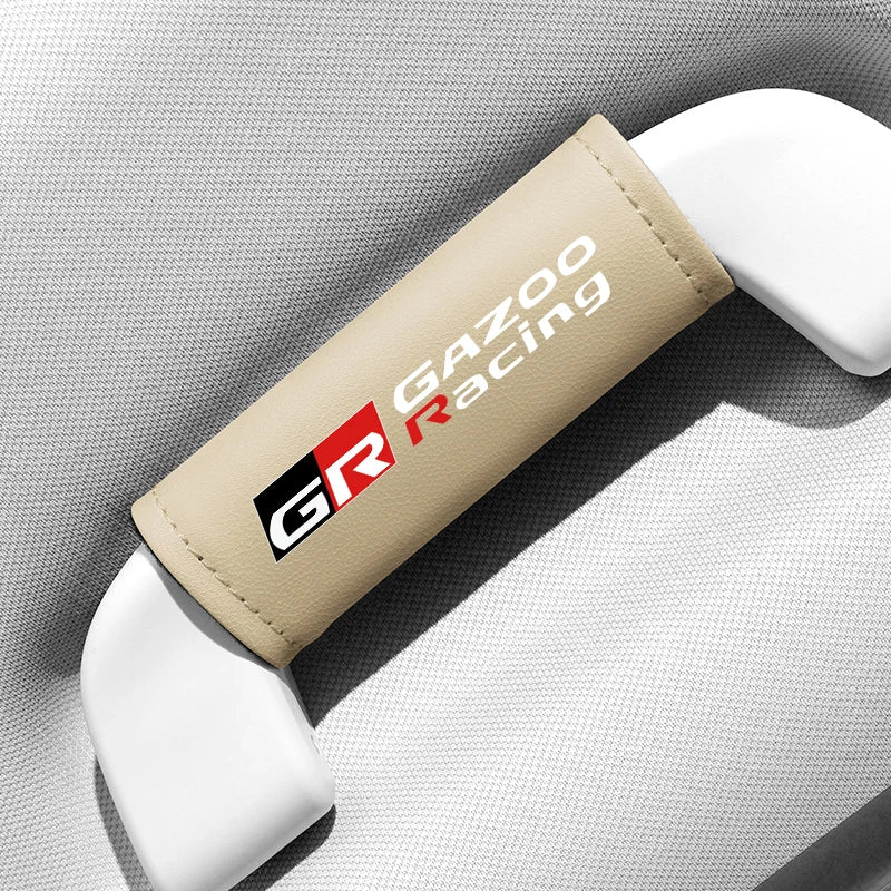 1PC Leather Car Roof Armrest Pull Gloves Door Handle Protection Cover For Gr Gazoo Racing