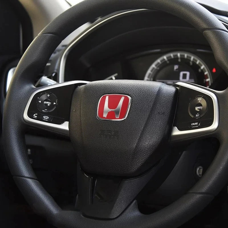 For Honda Civic Accord City H-Sticker Interior Modification CRV Jade Fit Acrylic Car Steering Wheel Emblem Odyssey Hybrid