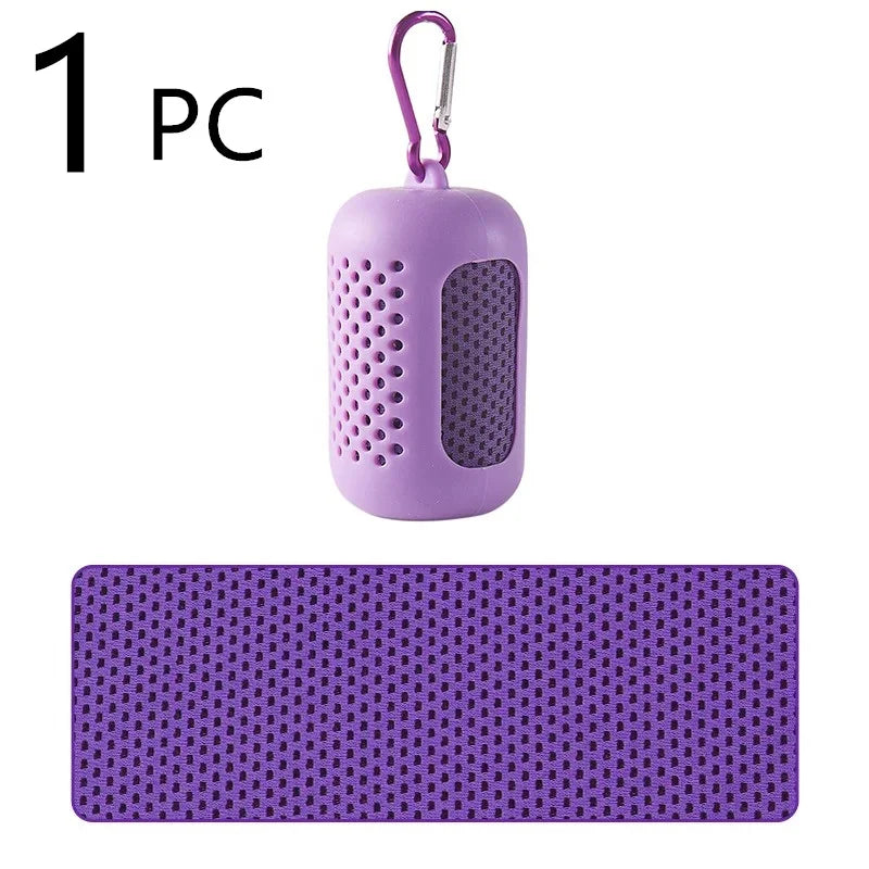 1Pcs Quick-Drying Sports Towel with Storage Box and Cooling Ice Blanket for Outdoor Fitness and Camping Cycling Hiking