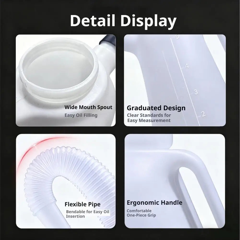 1.2L/2L/3L/4L/5L Plastic Oil Measuring Jug with Pouring Spout Oil Container Oiler Pot for Car Motorcycle Garage Repair Tools