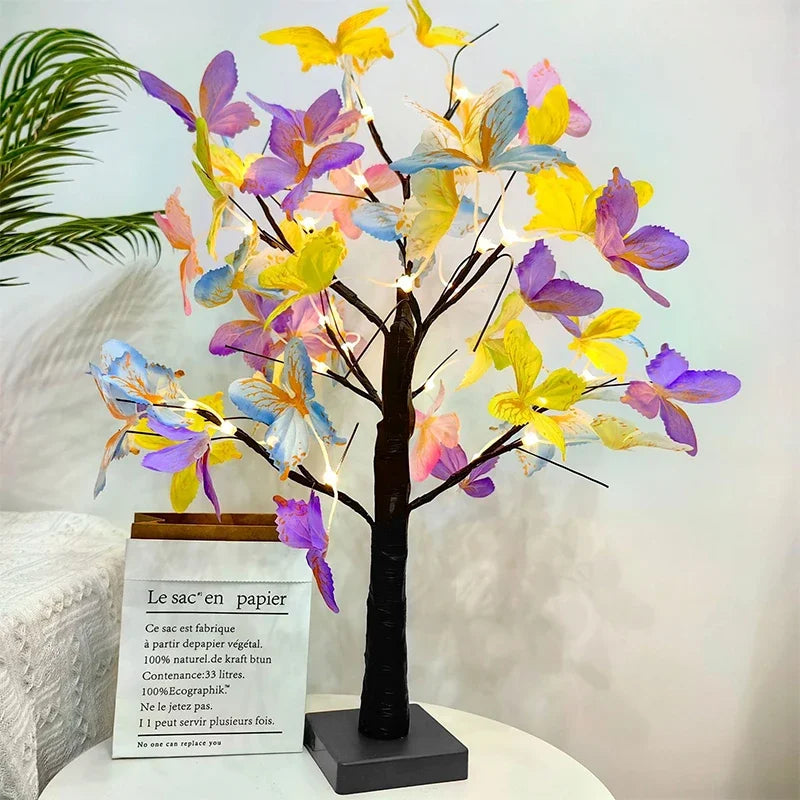 DIY Decorative LED Tabletop Bonsai Tree Fairy Lights Butterfly Tree Lamp for Home Decor Party Holiday Camping Gift