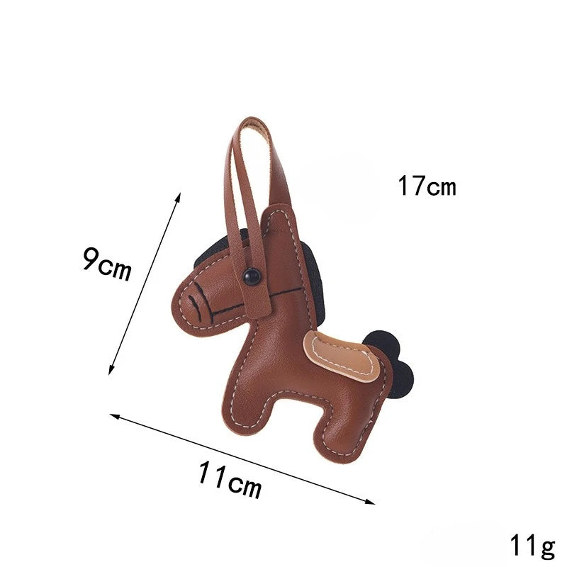 Simple PU Leather Pony Pendant Cute Cartoon Backpack Car Keychain Pendant Fashionable Clothing Accessories