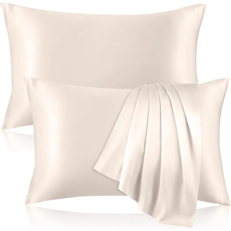 2PCS 100% Natural Mulberry Silk Pillowcase, Real Silk Bedding Cover for Hair & Skin Protection, Any Size Customizable