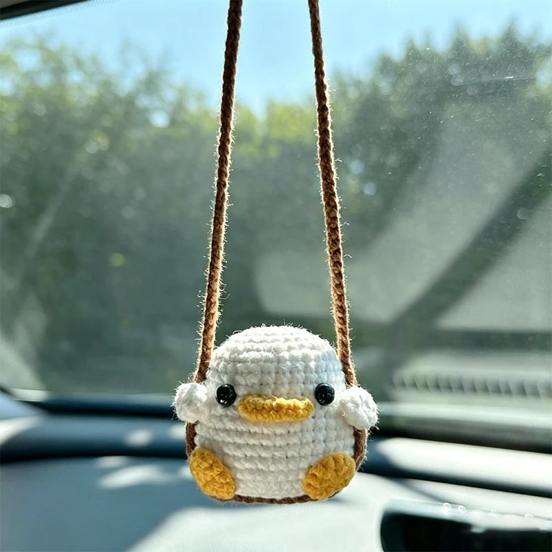 1 PC New Handmade Knitted Charms Cute Frog, Penguin,Duck,Chick ,Rabbit Animal Car Charms Car Decoration Cute Car Accessories