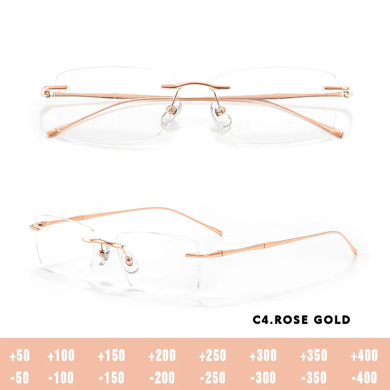 O-Q CLUB Ultra-light Titanium Reading Eyeglass Frames Men Fashion Simple Rimless Myopia Glasses Customized Prescription Glasses