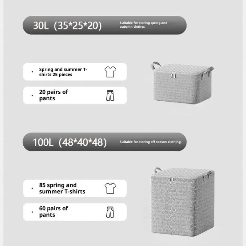 NEW 220L Big Size Clothes Storage Box With Cover Large Laundry Basket Organizer Bag For Baby Foldable