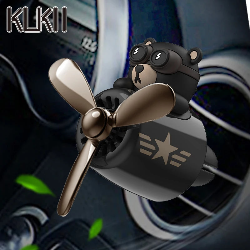 No perfume DIY fragrance cool fun pilot bear rotate propeller plane car ornament air vent pendant decorations interior accessory
