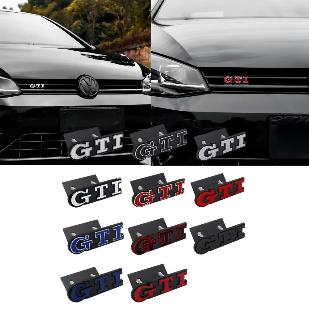 3D Metal Car Grille Sticker GTI Emblem For Volkswagen Golf 5 Polo Golf 7 5 6 Mk6 7 R 7 Gtd Mk7 Mk4 Mk5 GTI Car Stickers