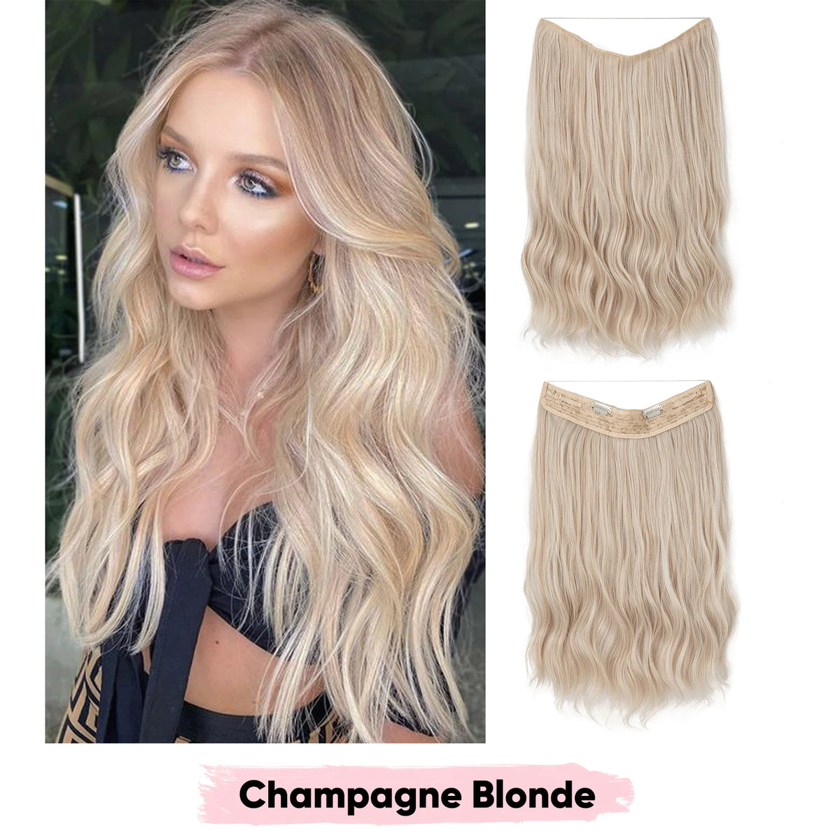 SARLA Synthetic Wave Invisible Wire Clip in Hair Extensions Fish Line With Clips Hairpiece Ombre Fake Hair Piece For Woman