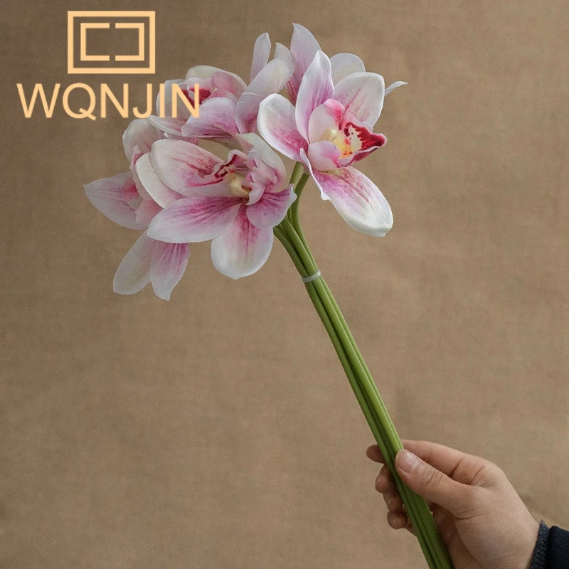 NEW 6pcs/lot Autumn Butterfly Orchid Vases for Home Decor Wedding Decorative Plants Christmas Gifts Artificial Flowers